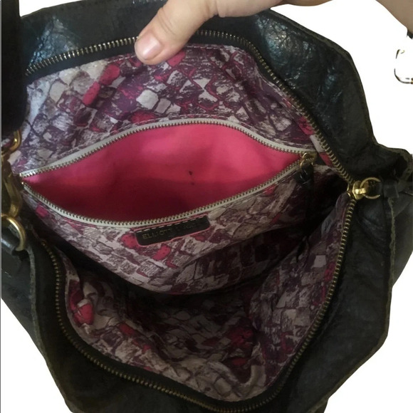 Vintage Y2k Elliott Lucca black leather crossbody handbag purse Fall Classic - Picture 8 of 9